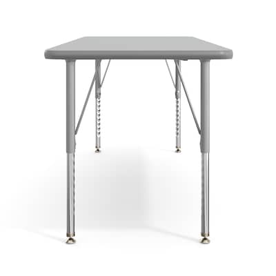 Flash Furniture Wren Rectangular Activity Table, 60" x 24", Height Adjustable, Gray Top/Silver Frame (XUA2460RECGYTP)
