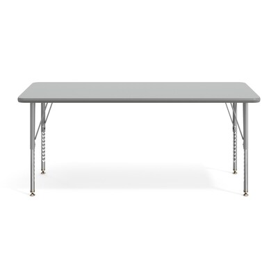 Flash Furniture Wren Rectangular Activity Table, 60" x 24", Height Adjustable, Gray Top/Silver Frame (XUA2460RECGYTP)