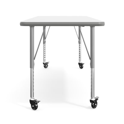 Flash Furniture Wren Rectangular Activity Table, 60" x 24", Height Adjustable, White Top/Silver Frame (XUA2460RECWHTPC)
