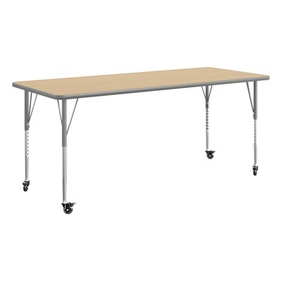 Flash Furniture Wren Rectangular Activity Table, 72 x 30, Height Adjustable, Light Natural Top/Silver Frame (XUA3072RECLNTAC)