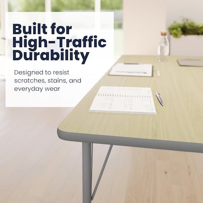 Flash Furniture Wren Rectangular Activity Table, 72" x 30", Height Adjustable, Light Natural Top/Silver Frame (XUA3072RECLNTAC)