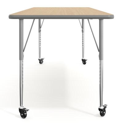 Flash Furniture Wren Rectangular Activity Table, 72" x 30", Height Adjustable, Light Natural Top/Silver Frame (XUA3072RECLNTAC)