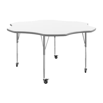 Flash Furniture Wren 60 Flower Activity Table, Height Adjustable, White Top/Silver Frame (XUA60FLRWHTAC)