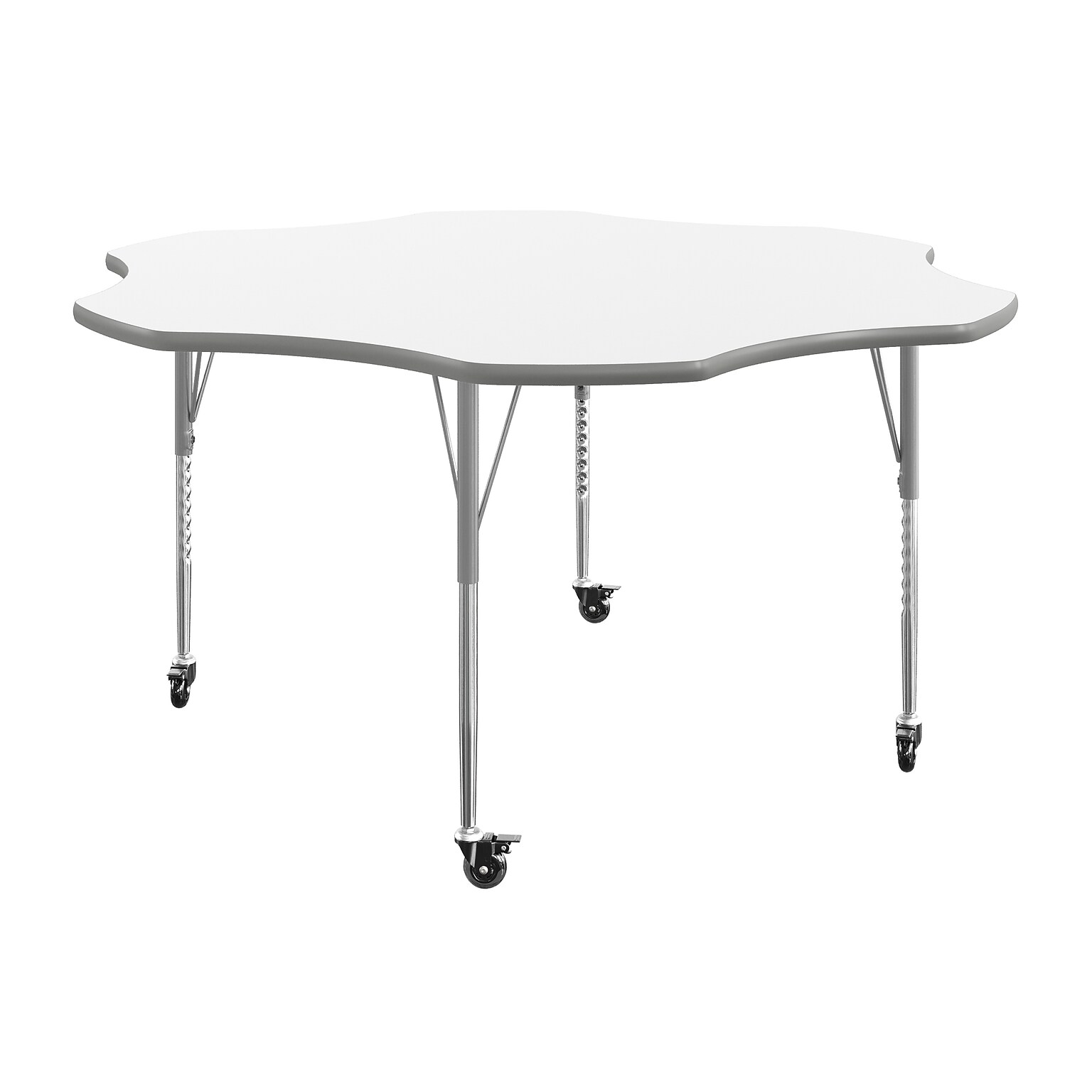 Flash Furniture Wren 60 Flower Activity Table, Height Adjustable, White Top/Silver Frame (XUA60FLRWHTAC)
