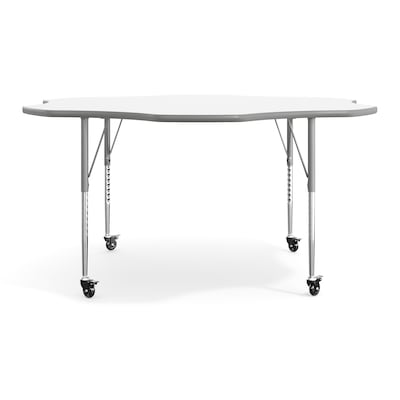 Flash Furniture Wren 60" Flower Activity Table, Height Adjustable, White Top/Silver Frame (XUA60FLRWHTAC)