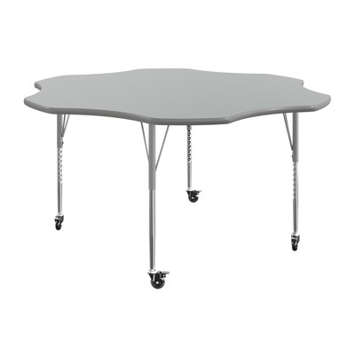 Flash Furniture Wren 60 Flower Activity Table, Height Adjustable, Gray Top/Silver Frame (XUA60FLRGTAC)
