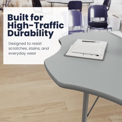 Flash Furniture Wren 60" Flower Activity Table, Height Adjustable, Gray Top/Silver Frame (XUA60FLRGTAC)