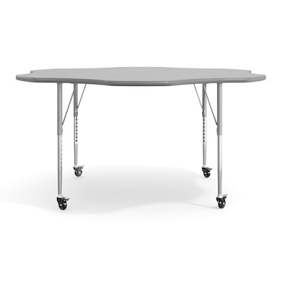 Flash Furniture Wren 60" Flower Activity Table, Height Adjustable, Gray Top/Silver Frame (XUA60FLRGTAC)