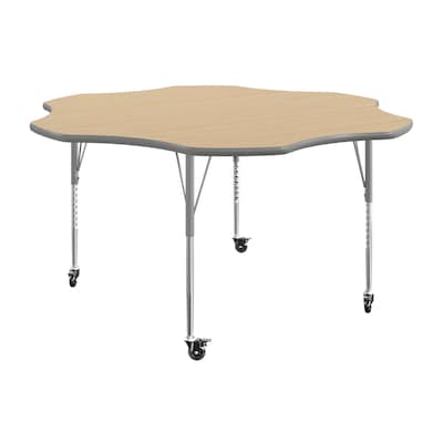 Flash Furniture Wren 60 Flower Activity Table, Height Adjustable, Light Natural Top/Silver Frame (XUA60FLRLNTAC)