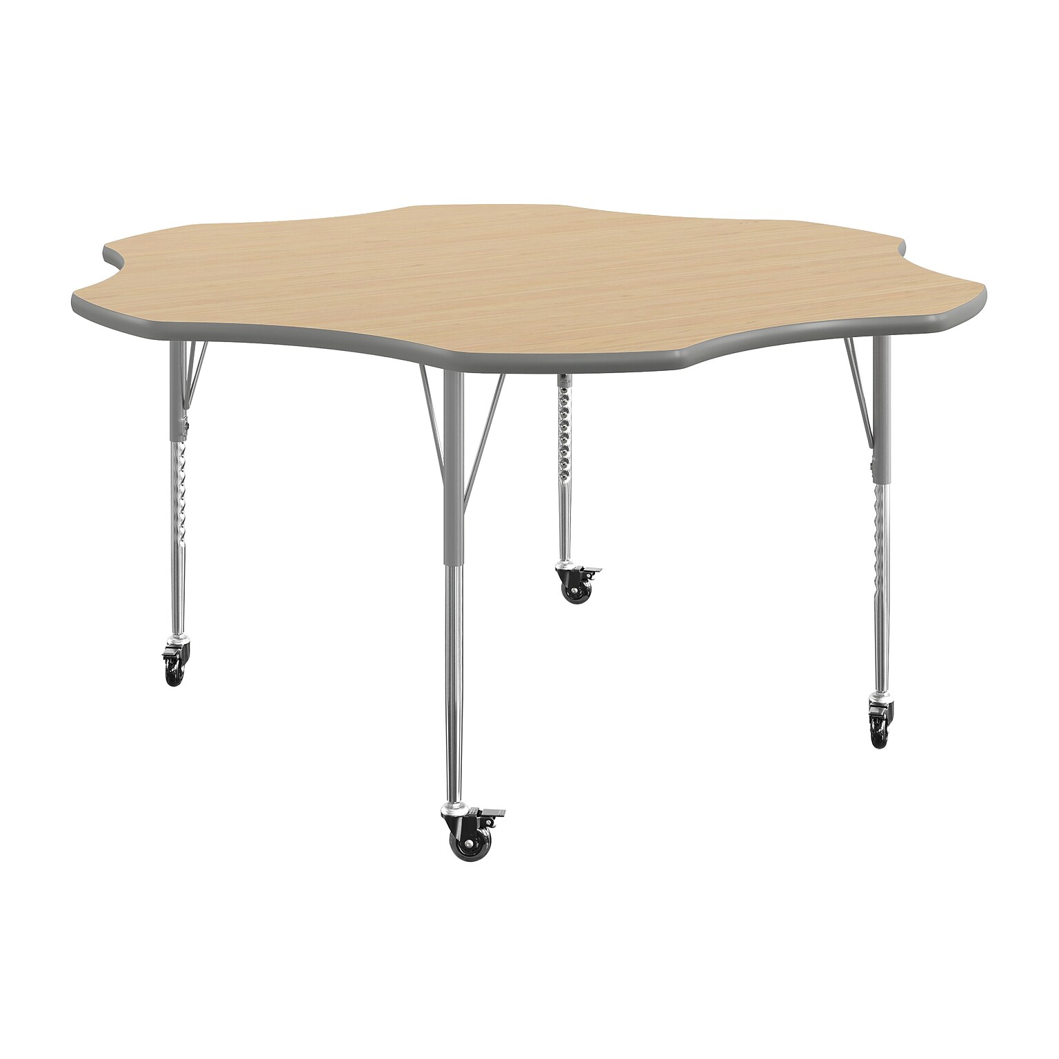 Flash Furniture Wren 60 Flower Activity Table, Height Adjustable, Light Natural Top/Silver Frame (XUA60FLRLNTAC)
