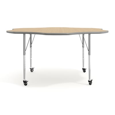 Flash Furniture Wren 60" Flower Activity Table, Height Adjustable, Light Natural Top/Silver Frame (XUA60FLRLNTAC)