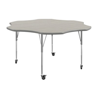Flash Furniture Wren 60 Flower Activity Table, Height Adjustable, Light Gray Top/Silver Frame (XUA60FLRLGTAC)