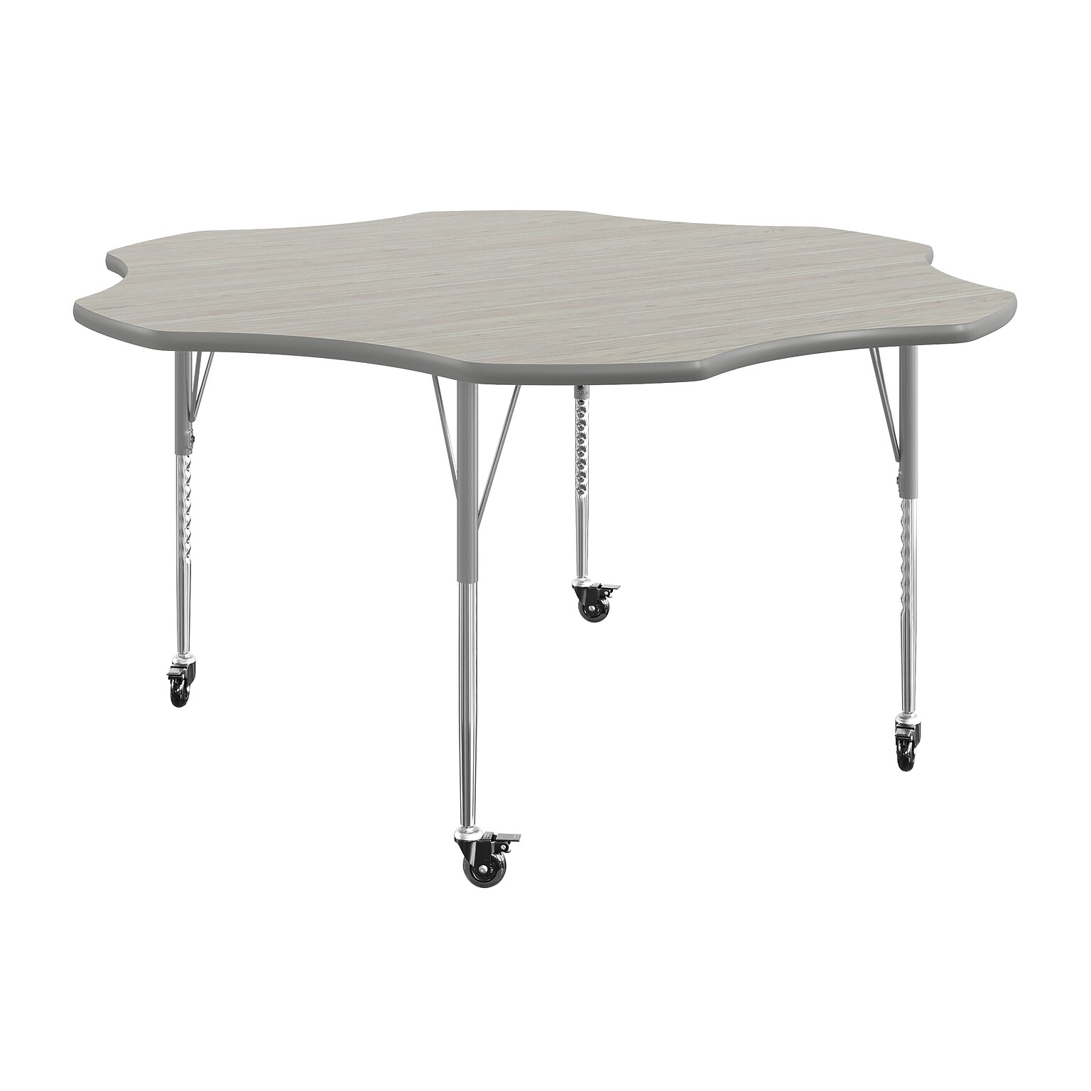 Flash Furniture Wren 60 Flower Activity Table, Height Adjustable, Light Gray Top/Silver Frame (XUA60FLRLGTAC)