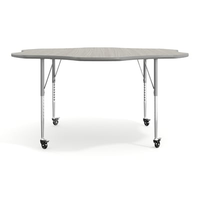Flash Furniture Wren 60" Flower Activity Table, Height Adjustable, Light Gray Top/Silver Frame (XUA60FLRLGTAC)