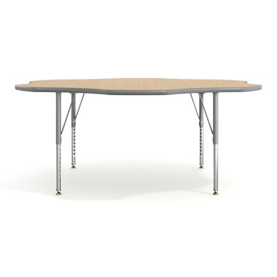 Flash Furniture Wren 60" Flower Activity Table, Height Adjustable, Light Natural Top/Silver Frame (XUA60FLRLNTP)