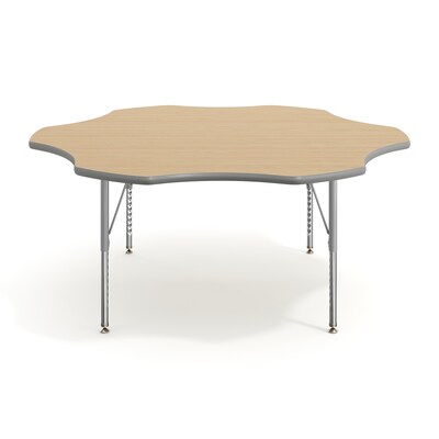 Flash Furniture Wren 60" Flower Activity Table, Height Adjustable, Light Natural Top/Silver Frame (XUA60FLRLNTP)