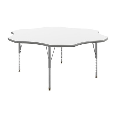 Flash Furniture Wren 60 Flower Activity Table, Height Adjustable, White Top/Silver Frame (XUA60FLRWHTP)