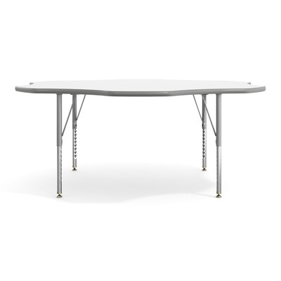 Flash Furniture Wren 60" Flower Activity Table, Height Adjustable, White Top/Silver Frame (XUA60FLRWHTP)