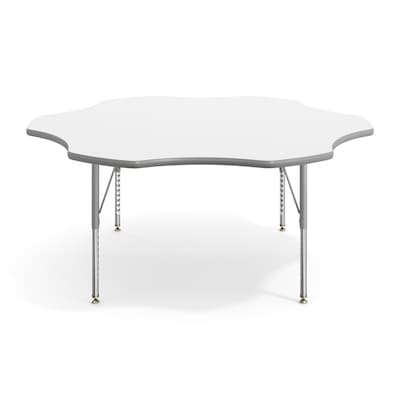 Flash Furniture Wren 60" Flower Activity Table, Height Adjustable, White Top/Silver Frame (XUA60FLRWHTP)