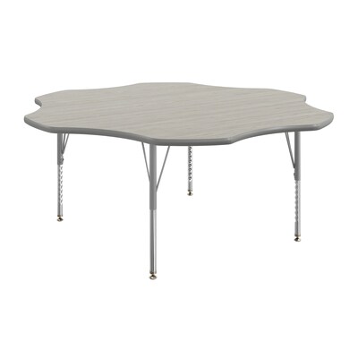 Flash Furniture Wren 60 Flower Activity Table, Height Adjustable, Light Gray Top/Silver Frame (XUA60FLRLGTP)