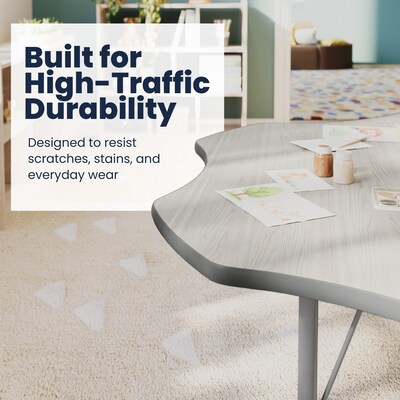 Flash Furniture Wren 60" Flower Activity Table, Height Adjustable, Light Gray Top/Silver Frame (XUA60FLRLGTP)