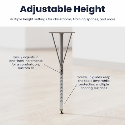 Flash Furniture Wren 60" Flower Activity Table, Height Adjustable, Light Gray Top/Silver Frame (XUA60FLRLGTP)