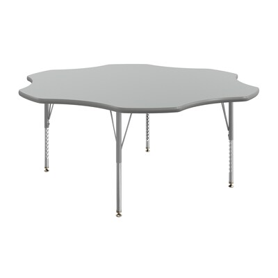 Flash Furniture Wren 60 Flower Activity Table, Height Adjustable, Gray Top/Silver Frame (XUA60FLRGTP)