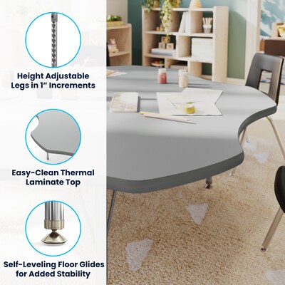 Flash Furniture Wren 60" Flower Activity Table, Height Adjustable, Gray Top/Silver Frame (XUA60FLRGTP)