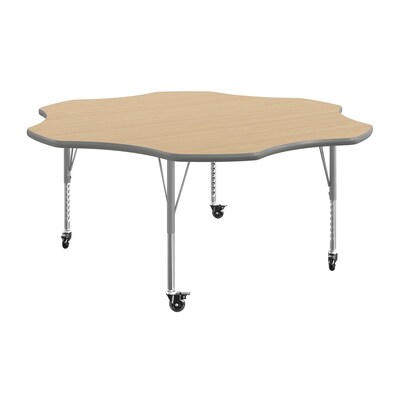Flash Furniture Wren 60 Flower Activity Table, Height Adjustable, Light Natural Top/Silver Frame (XUA60FLRLNTPC)