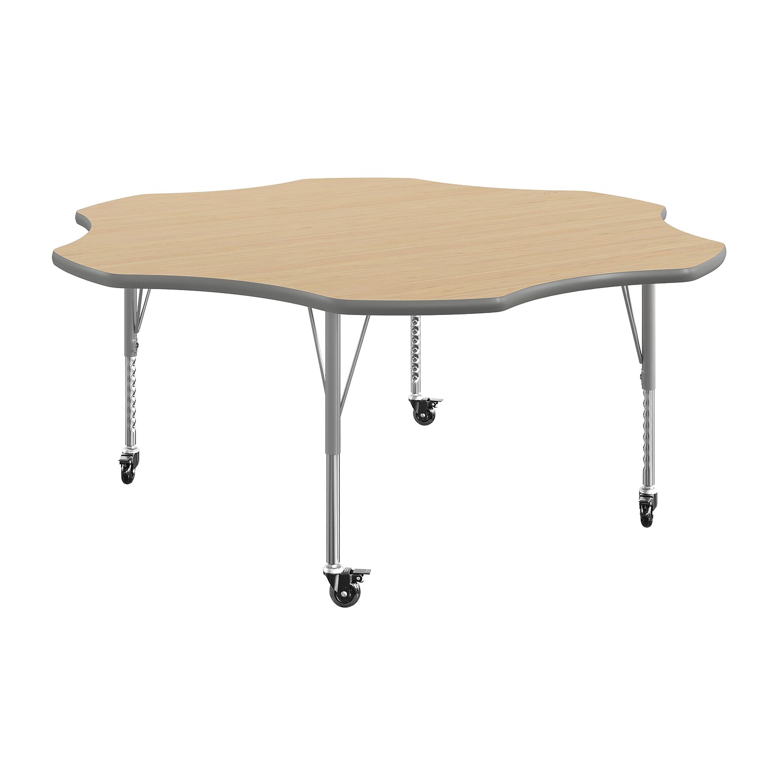 Flash Furniture Wren 60 Flower Activity Table, Height Adjustable, Light Natural Top/Silver Frame (XUA60FLRLNTPC)