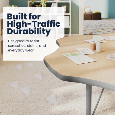 Flash Furniture Wren 60" Flower Activity Table, Height Adjustable, Light Natural Top/Silver Frame (XUA60FLRLNTPC)