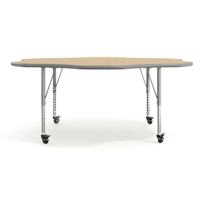 Flash Furniture Wren 60" Flower Activity Table, Height Adjustable, Light Natural Top/Silver Frame (XUA60FLRLNTPC)