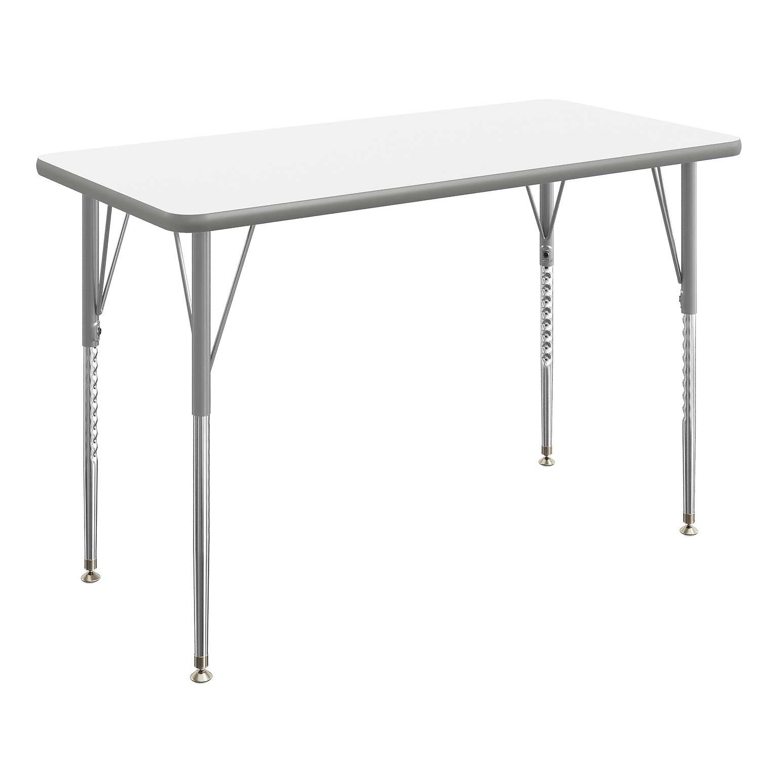 Flash Furniture Wren Rectangular Activity Table, 48 x 24, Height Adjustable, White Top/Silver Frame (XUA2448RECWHTA)
