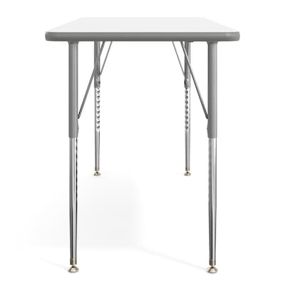 Flash Furniture Wren Rectangular Activity Table, 48" x 24", Height Adjustable, White Top/Silver Frame (XUA2448RECWHTA)
