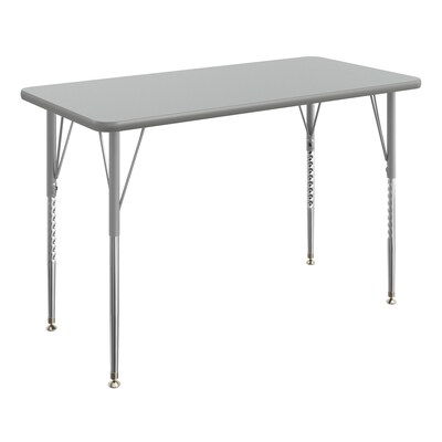 Flash Furniture Wren Rectangular Activity Table, 48 x 24, Height Adjustable, Gray Top/Silver Frame (XUA2448RECGTA)