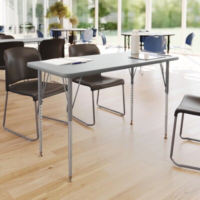 Flash Furniture Wren Rectangular Activity Table, 48 x 24, Height Adjustable, Gray Top/Silver Frame (XUA2448RECGTA)