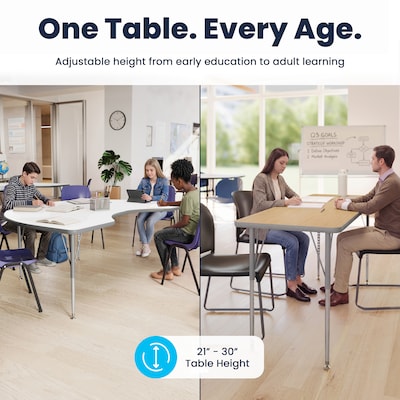 Flash Furniture Wren Rectangular Activity Table, 48" x 24", Height Adjustable, Gray Top/Silver Frame (XUA2448RECGTA)