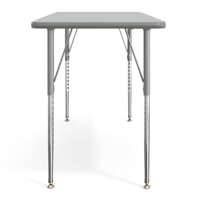 Flash Furniture Wren Rectangular Activity Table, 48" x 24", Height Adjustable, Gray Top/Silver Frame (XUA2448RECGTA)