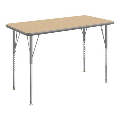 Flash Furniture Wren Rectangular Activity Table, 48 x 24, Height Adjustable, Light Natural Top/Silver Frame (XUA2448RECLNTA)