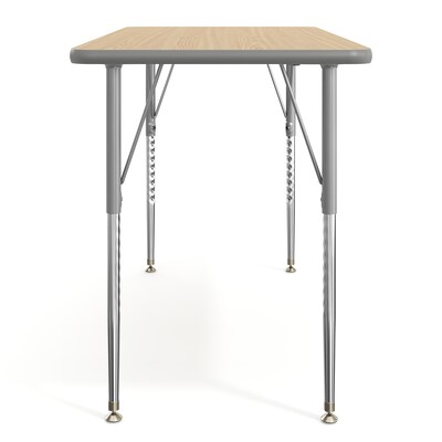 Flash Furniture Wren Rectangular Activity Table, 48" x 24", Height Adjustable, Light Natural Top/Silver Frame (XUA2448RECLNTA)