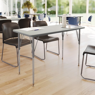 Flash Furniture Wren Rectangular Activity Table, 48 x 24, Height Adjustable, Light Gray Top/Silver Frame (XUA2448RECLGTA)