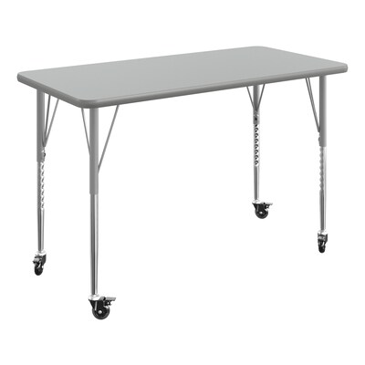 Flash Furniture Wren Rectangular Activity Table, 48 x 24, Height Adjustable, Gray Top/Silver Frame (XUA2448RECGTAC)