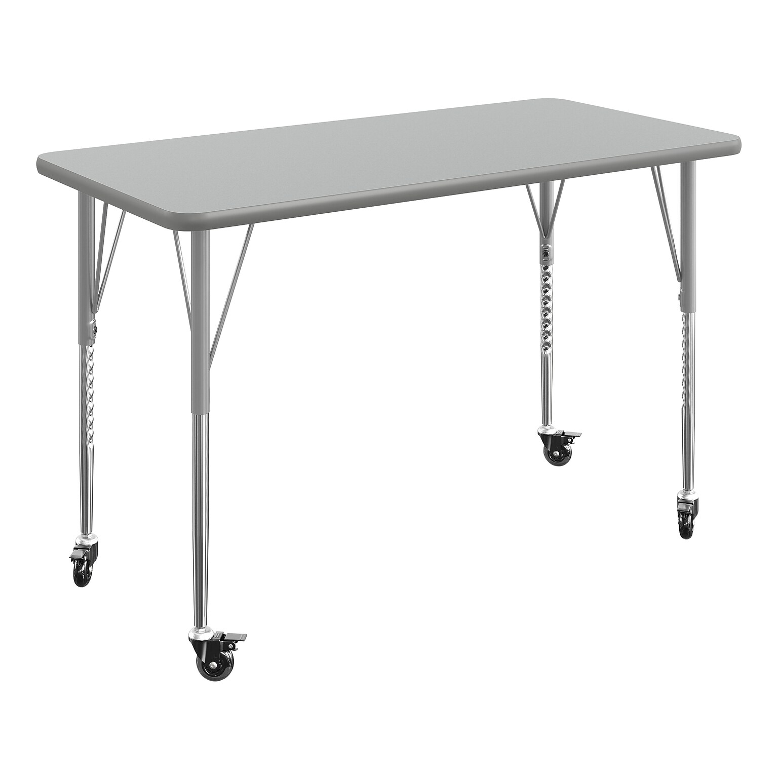 Flash Furniture Wren Rectangular Activity Table, 48 x 24, Height Adjustable, Gray Top/Silver Frame (XUA2448RECGTAC)
