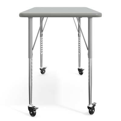 Flash Furniture Wren Rectangular Activity Table, 48" x 24", Height Adjustable, Gray Top/Silver Frame (XUA2448RECGTAC)