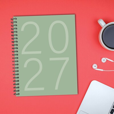 2027 Willow Creek Basic Green 8.5" x 11" Weekly & Monthly Desk Calendar, Assorted Colors (66997)