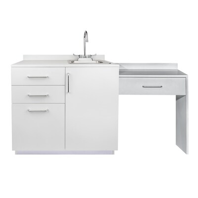 Viva Comfort 36 H x 36 W Exam Room Medical Cabinet with Right Sink and 24 Right Side Desk, 3 Drawers, Gray (90236-RS-GRY-AO)