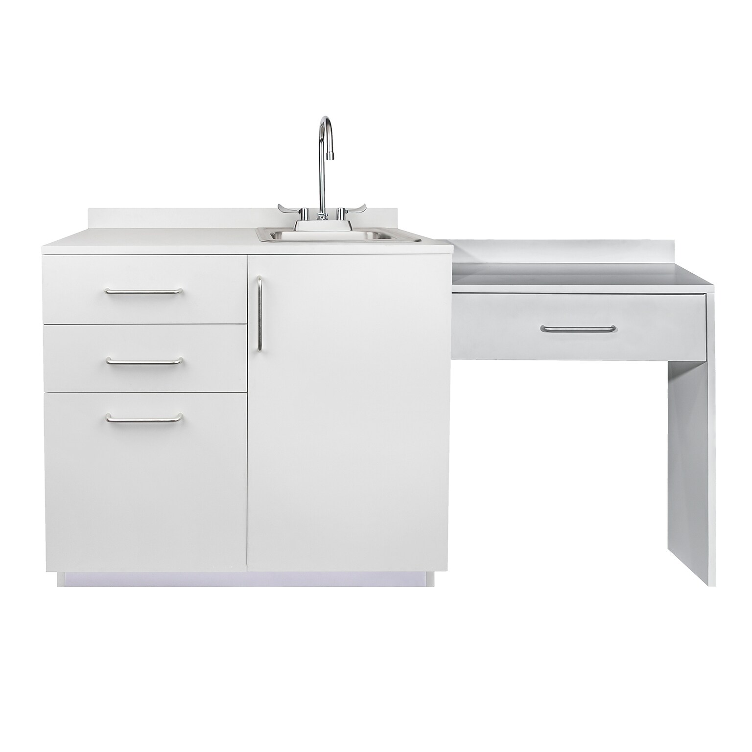Viva Comfort 36 H x 36 W Exam Room Medical Cabinet with Right Sink and 24 Right Side Desk, 3 Drawers, Gray (90236-RS-GRY-AO)