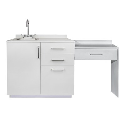 Viva Comfort 36 H x 36 W Exam Room Medical Cabinet with Left Sink and 24 Right Desk, 3 Drawers, Gray (90236-LS-GRY-AO)