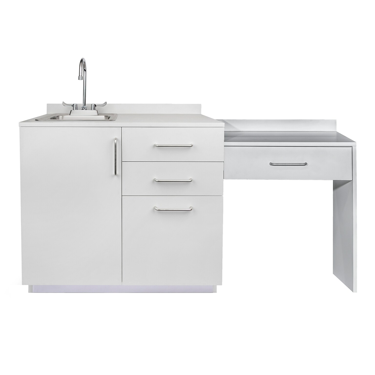 Viva Comfort 36 H x 36 W Exam Room Medical Cabinet with Left Sink and 24 Right Desk, 3 Drawers, Gray (90236-LS-GRY-AO)