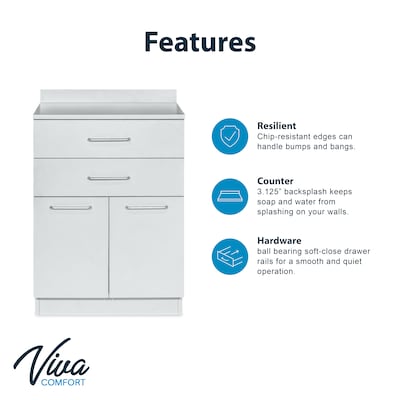 Viva Comfort 36'' H x 24" W Exam Room Medical Cabinet with 24" W Right Side Desk, 2 Door, 2 Drawer, Gray (902-24-GRY-AO)